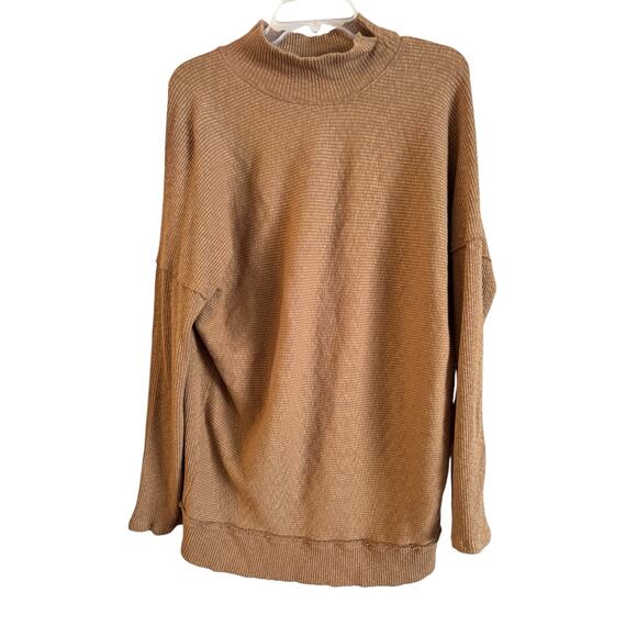 Free People We The Free Casey Ribbed Mock-Neck Tunic Dress in Tiger Eye Size M - Picture 1 of 6